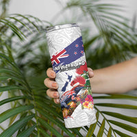New Zealand Christmas Skinny Tumbler Meri Kirihimete-Tuatara and Pohutukawa White Color