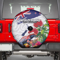 New Zealand Christmas Spare Tire Cover Meri Kirihimete-Tuatara and Pohutukawa White Color