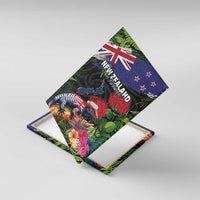 New Zealand Christmas Canvas Wall Art Meri Kirihimete-Tuatara and Pohutukawa Black Color