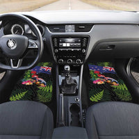 New Zealand Christmas Car Mats Meri Kirihimete-Tuatara and Pohutukawa Black Color