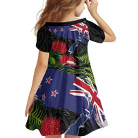 New Zealand Christmas Family Matching Summer Maxi Dress and Hawaiian Shirt Meri Kirihimete-Tuatara and Pohutukawa Black Color