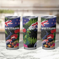 New Zealand Christmas Tumbler Cup Meri Kirihimete-Tuatara and Pohutukawa Black Color