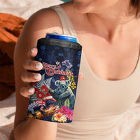 Australia and New Zealand 4 in 1 Can Cooler Tumbler Merry Christmas-Tuatara and Koala with Plants Xmas Style