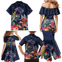 Australia and New Zealand Family Matching Mermaid Dress and Hawaiian Shirt Merry Christmas-Tuatara and Koala with Plants Xmas Style LT03 - Polynesian Pride