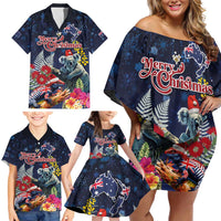 Australia and New Zealand Family Matching Off Shoulder Short Dress and Hawaiian Shirt Merry Christmas-Tuatara and Koala with Plants Xmas Style LT03 - Polynesian Pride