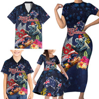Australia and New Zealand Family Matching Short Sleeve Bodycon Dress and Hawaiian Shirt Merry Christmas-Tuatara and Koala with Plants Xmas Style LT03 - Polynesian Pride