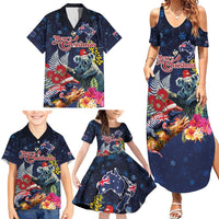 Australia and New Zealand Family Matching Summer Maxi Dress and Hawaiian Shirt Merry Christmas-Tuatara and Koala with Plants Xmas Style LT03 - Polynesian Pride