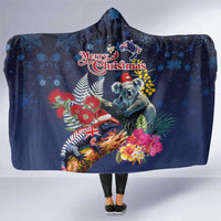 Australia and New Zealand Hooded Blanket Merry Christmas-Tuatara and Koala with Plants Xmas Style