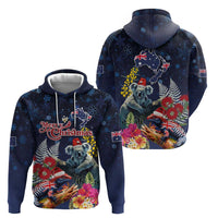 Australia and New Zealand Hoodie Merry Christmas-Tuatara and Koala with Plants Xmas Style