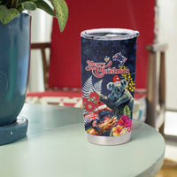 Australia and New Zealand Tumbler Cup Merry Christmas-Tuatara and Koala with Plants Xmas Style
