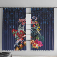 Australia and New Zealand Window Curtain Merry Christmas-Tuatara and Koala with Plants Xmas Style