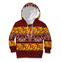 Samoa Siapo and Tapa Kid Hoodie Pacific Tribal Pattern with Hibiscus Striped Style