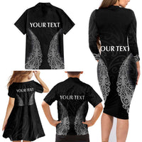 New Zealand Netball Family Matching Long Sleeve Bodycon Dress and Hawaiian Shirt Koru and Maori Tattoo Jersey LT03 - Polynesian Pride