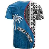 Fiji Rugby T Shirt Coat of Arms Palm Tree Mix Polynesia Tapa Pattern LT03 - Polynesian Pride