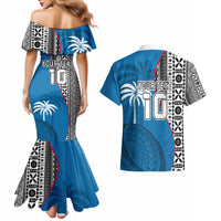 Custom Fiji Rugby Couples Matching Mermaid Dress and Hawaiian Shirt Coat of Arms Palm Tree Mix Polynesia Tapa Pattern LT03 - Polynesian Pride