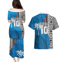 Custom Fiji Rugby Couples Matching Puletasi Dress and Hawaiian Shirt Coat of Arms Palm Tree Mix Polynesia Tapa Pattern LT03 - Polynesian Pride