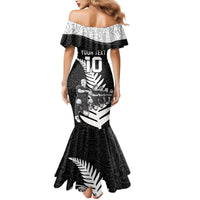 Custom New Zealand World Cup 2023 Mermaid Dress Aotearoa Haka Rugby with Silver Fern Maori Ethnic Pattern LT03 - Polynesian Pride