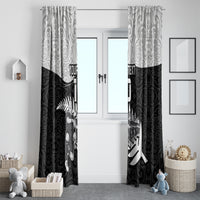 Custom New Zealand World Cup 2023 Window Curtain Aotearoa Haka Rugby with Silver Fern Maori Ethnic Pattern LT03 - Polynesian Pride