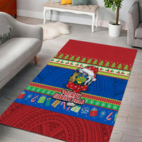 Solomon Islands Christmas Area Rug Santa With Flag Of Solomon Polynesian Tribal Xmas Vibe LT03 - Polynesian Pride