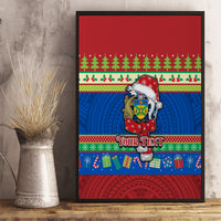 Personalised Solomon Islands Christmas Canvas Wall Art Santa With Flag Of Solomon Polynesian Tribal Xmas Vibe LT03 - Polynesian Pride