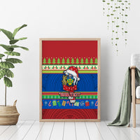 Personalised Solomon Islands Christmas Canvas Wall Art Santa With Flag Of Solomon Polynesian Tribal Xmas Vibe LT03 - Polynesian Pride