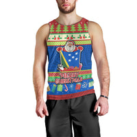 Personalised Solomon Islands Christmas Men Tank Top Santa With Flag Of Solomon Polynesian Tribal Xmas Vibe LT03 - Polynesian Pride