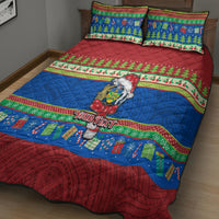 Personalised Solomon Islands Christmas Quilt Bed Set Santa With Flag Of Solomon Polynesian Tribal Xmas Vibe LT03 - Polynesian Pride
