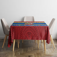 Personalised Solomon Islands Christmas Tablecloth Santa With Flag Of Solomon Polynesian Tribal Xmas Vibe LT03 - Polynesian Pride