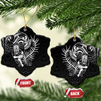 New Zealand Rugby Ceramic Ornament Maori Warrior Rugby with Silver Fern Sleeve Tribal Ethnic Style LT03 Snow Flake Black - Polynesian Pride