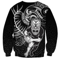 New Zealand Rugby Sweatshirt Maori Warrior Rugby with Silver Fern Sleeve Tribal Ethnic Style LT03 - Polynesian Pride