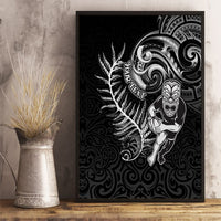 Personalised New Zealand Rugby Canvas Wall Art Maori Warrior Rugby with Silver Fern Sleeve Tribal Ethnic Style LT03 - Polynesian Pride