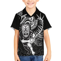 Personalised New Zealand Rugby Hawaiian Shirt Maori Warrior Rugby with Silver Fern Sleeve Tribal Ethnic Style LT03 - Polynesian Pride