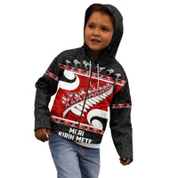 Personalized New Zealand Christmas Kid Hoodie Santa Haka Fern and Kiwi Bird Tino Rangatiratanga Maori Flag Style LT03 - Polynesian Pride