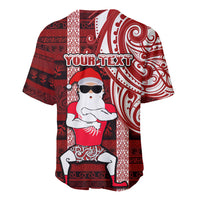 Personalized New Zealand Christmas Baseball Jersey Santa Claus and Kiwi Bird Maori Tattoo Koru Pattern LT03 - Polynesian Pride