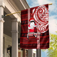 Personalized New Zealand Christmas Garden Flag Santa Claus and Kiwi Bird Maori Tattoo Koru Pattern LT03 House Flag Red - Polynesian Pride