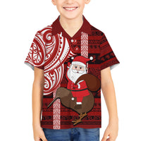 Personalized New Zealand Christmas Hawaiian Shirt Santa Claus and Kiwi Bird Maori Tattoo Koru Pattern LT03 - Polynesian Pride