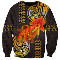 Hawaii Turtle Hibiscus Flower Sweatshirt Polynesian Tattoo LT03 Unisex Black - Polynesian Pride