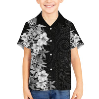 Hawaii Tropical Leaves and Flowers Hawaiian Shirt Tribal Polynesian Pattern Black White Style LT03 - Polynesian Pride
