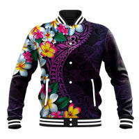 Hawaiian Plumeria-Polynesian Art Tattoo Mauve Color Baseball Jacket