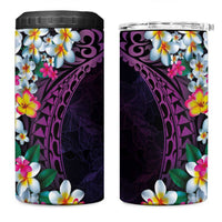 Hawaiian Plumeria-Polynesian Art Tattoo Mauve Color 4 in 1 Can Cooler Tumbler