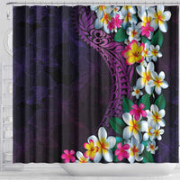 Hawaiian Plumeria-Polynesian Art Tattoo Mauve Color Shower Curtain