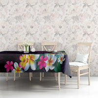 Hawaiian Plumeria-Polynesian Art Tattoo Mauve Color Tablecloth