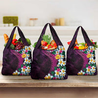 Hawaiian Plumeria-Polynesian Art Tattoo Plum Pink Color Grocery Bag