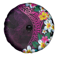 Hawaiian Plumeria-Polynesian Art Tattoo Plum Pink Color Spare Tire Cover