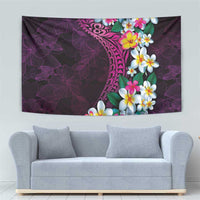 Hawaiian Plumeria-Polynesian Art Tattoo Plum Pink Color Tapestry
