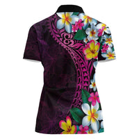 Hawaiian Plumeria-Polynesian Art Tattoo Plum Pink Color Women Polo Shirt LT03 - Polynesian Pride