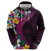 Hawaiian Plumeria-Polynesian Art Tattoo Plum Pink Color Zip Hoodie