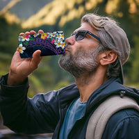 Hawaiian Plumeria-Polynesian Art Tattoo Frosted Blue Violet Color 4 in 1 Can Cooler Tumbler