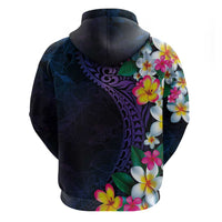Hawaiian Plumeria-Polynesian Art Tattoo Frosted Blue Violet Color Hoodie