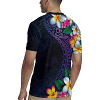 Hawaiian Plumeria-Polynesian Art Tattoo Frosted Blue Violet Color Rugby Jersey